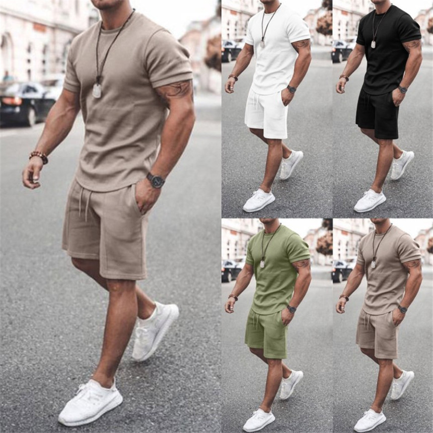 

Summer Men Designer Two Pieces Tracksuits Short Sleeved t-shirts and Shorts High Quality 2 Piece Pants Jogger Suits Sportswear Male Clothing, Gray