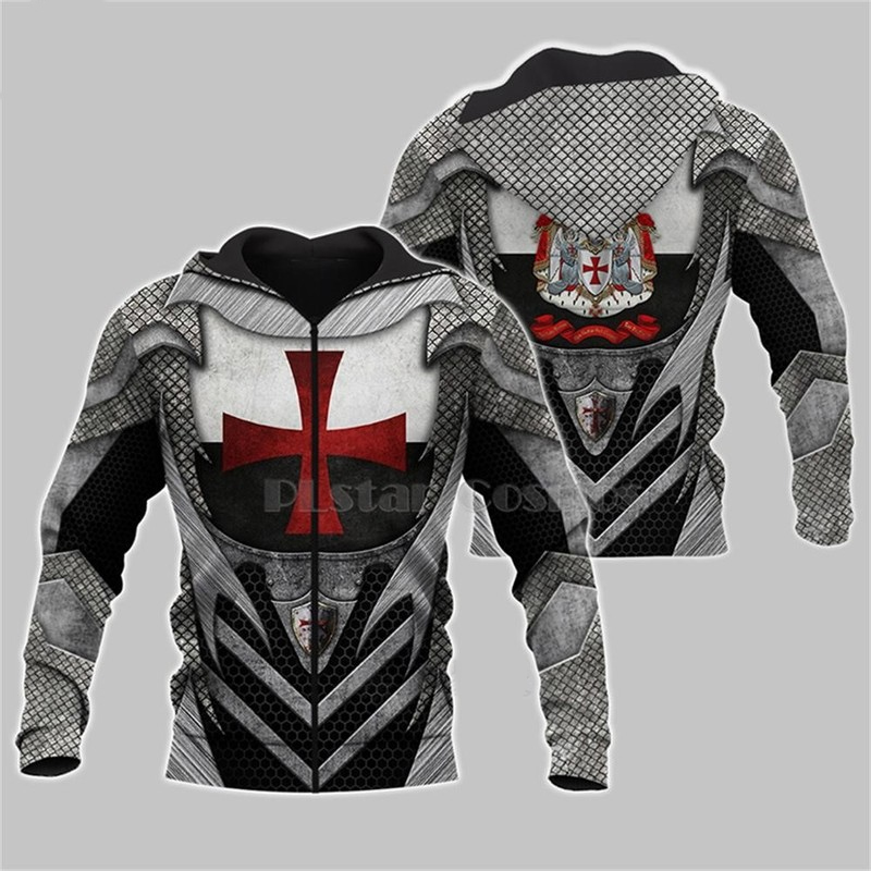 

Red Cross Men s 3D Printing Hoodie Visual Impact Party Top Punk Gothic Round Neck High Quality American Sweater Hoodie, Black