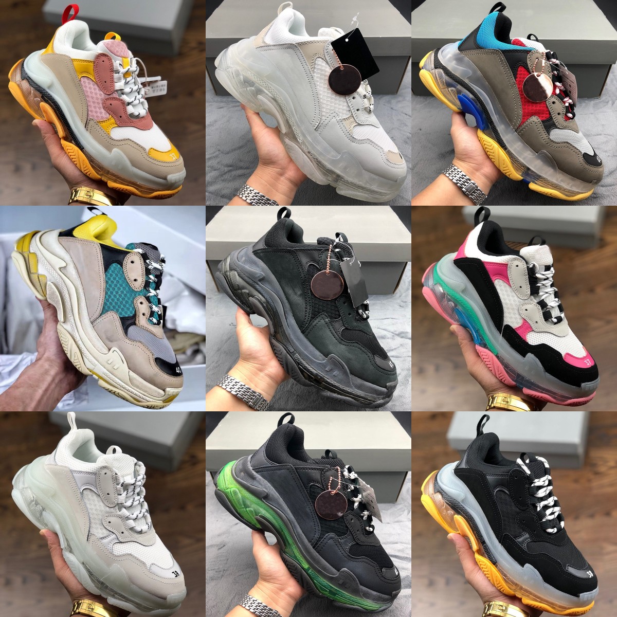 

Men Women Casual Shoe White Black Pink Triple S Low Make Old Sneaker Combination Soles Boots Mens Womens Shoes Sports chaussures