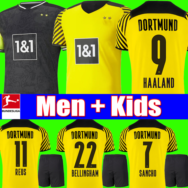 

21 22 soccer jersey fourth 2021 2022 football shirt HAALAND REUS NEONGELB BELLINGHAM SANCHO HUMMELS BRANDT men + kids kit maillot de foot, 21 22 home kids