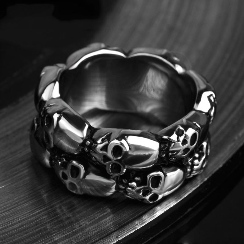 

Cluster Rings Skull Men Ring Viking Gothic Punk Rock Hip Hop Titanium Stainless Steel Silver Color Male Biker Band Vintage Jewelry