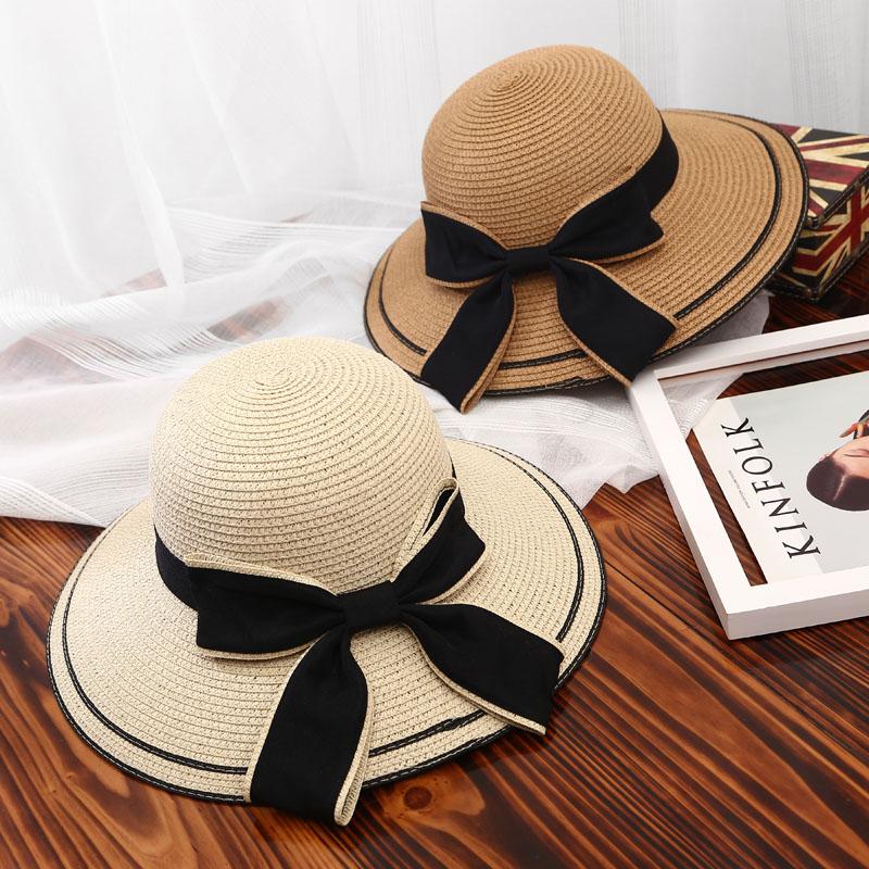 

Straw Hat Children Face Shading Summer Beach Sun Protection Fashion Big Brim Hats For Women Wide, Pink