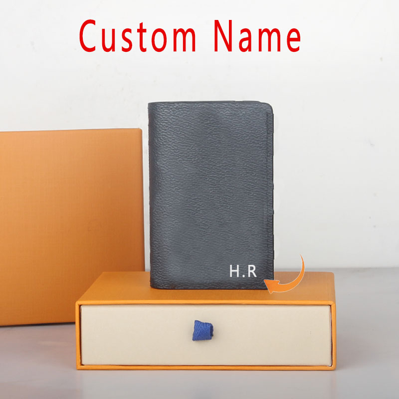 

Fashion Designer Card Holder Men Short Wallet Women Credit Card Wallets Business Money Bag High Quality Custom Name letters Purse Mini Small Pocket With Box 63144, Black-flowers