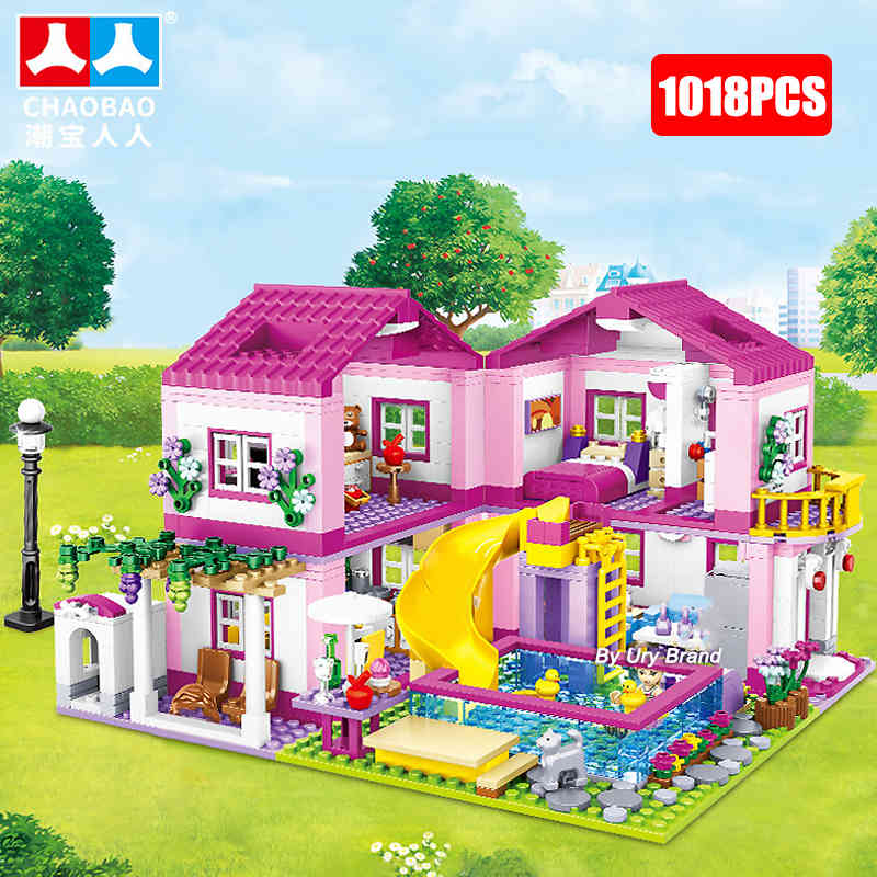 

Qman 3in1 Summer Holiday Villa House Apartament Casa Castle Friends City Series Building Blocks Construction Toys Sets for Girls 103