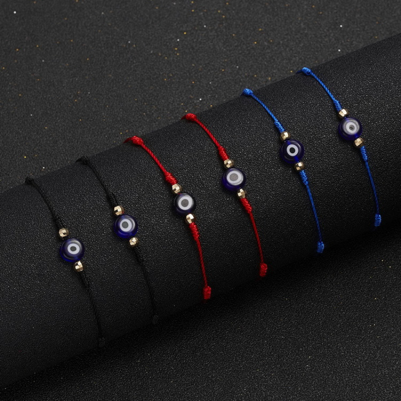 

6PCS/Card Red/Blue/Black Chinese Knot Evil Eye Charm Bracelet for Men and Women