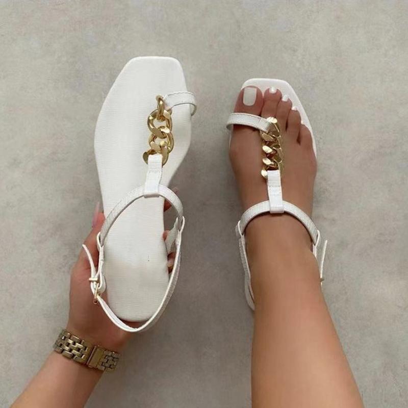 

Sandals Woman Flip Flop 2021 Women's Summer Casual Flats Women Metal Ladies Outdoor Footwear Female Beach Shoes Plus Size 42, Brown