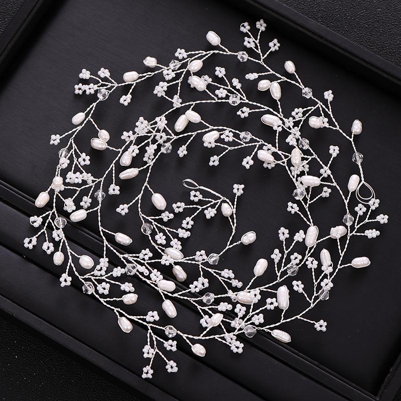 

Hair Clips & Barrettes Wedding Accessories Freshwater Pearl Headband Long Silver Color Bridal Headpiece Vine Tiara Ornaments, Golden;silver