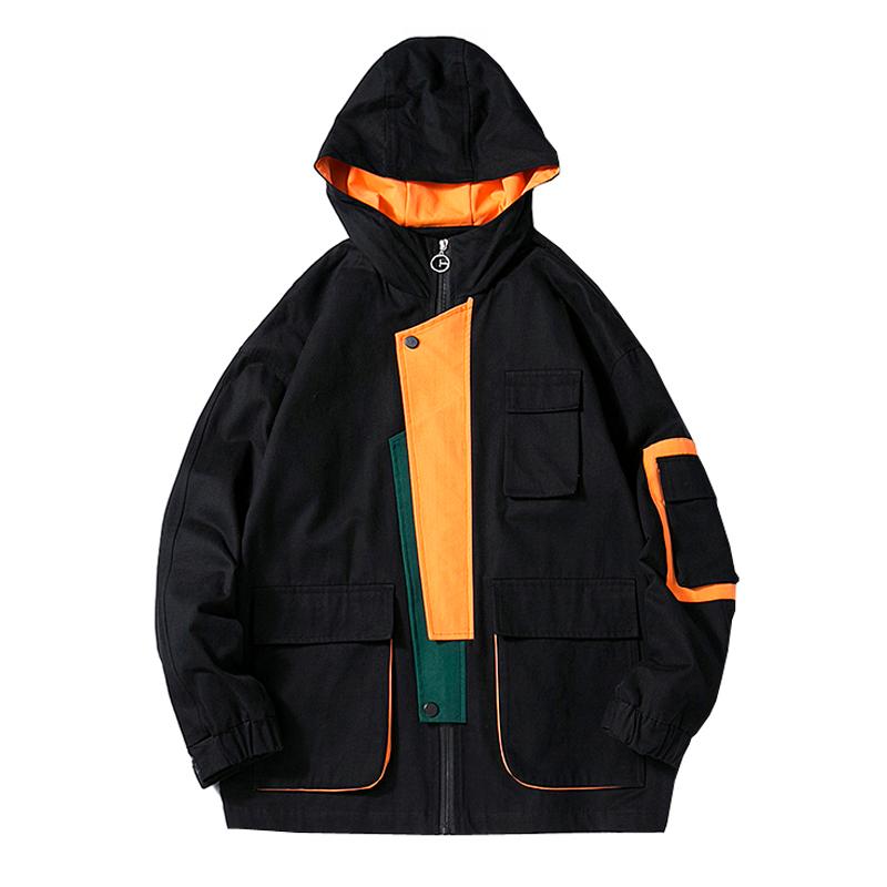 

Men' Jackets Hooded Tactical Hip Hop Coats For Men Casual Pockets Overalls Bomber Jacket Streetwear Outerwear, Light gray