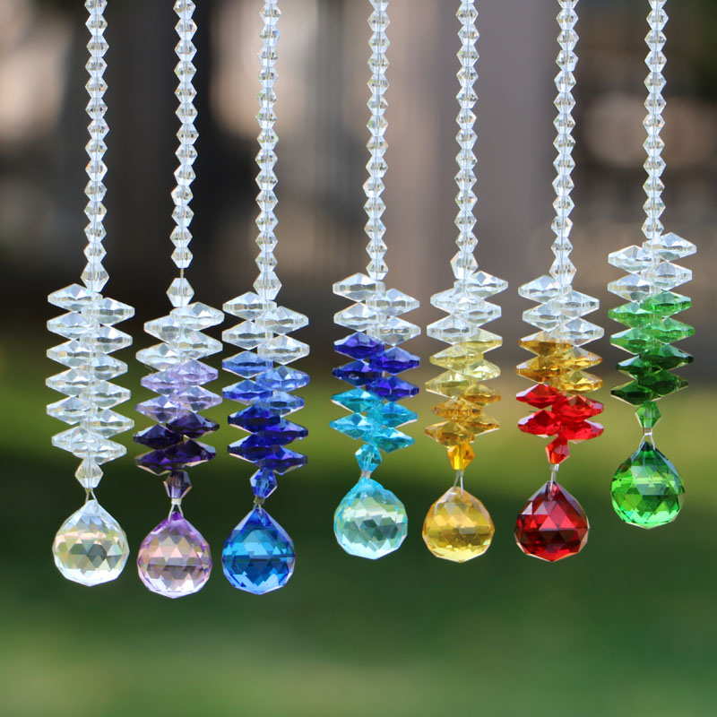 

7PCS 30mm Crystal Glass Chakra Suncatcher Ball Prism Pendant Window Hanging Ornament Rainbow Maker Home Wedding Decoration