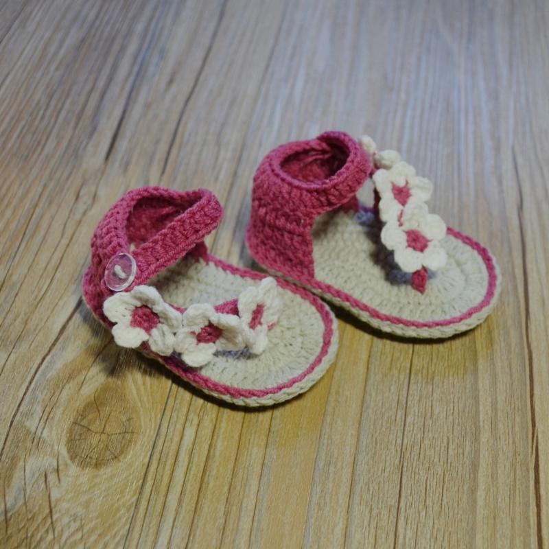 

Sandals QYFLYXUEQYFLYXUE-Baby Hand Crochet Shoes, Pure Cotton Baby Handmade. Multicolored Flower Styles Can Be Customized, Black;red