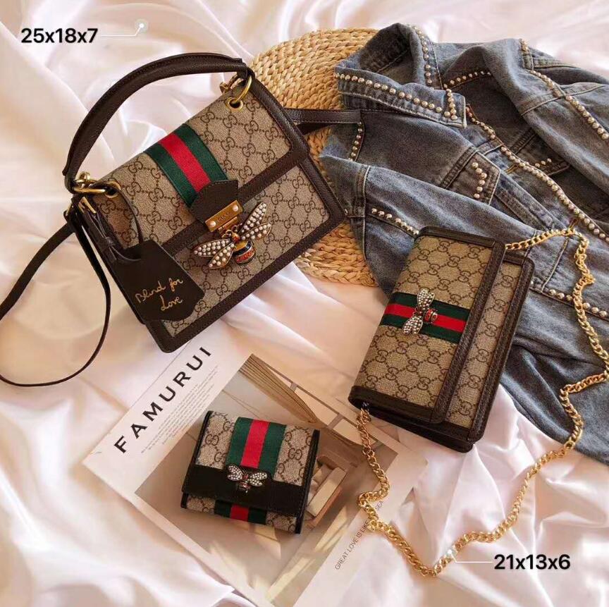 

GGLVLouisBag VittonYSLWallets Ophidia Chain 3PCS Shoulder Crossbody Bags Luxurys Designers Handbags Purse Wome, Red;black