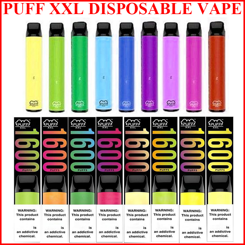 

Puff XXL 1600 Puffs Disposable Cigarettes Pens Vapes Vaporizer 650mAh Battery 6.5mL Device Pods Starter Kit