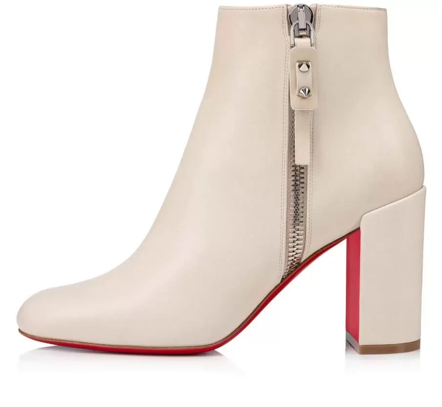 

Luxury Designer Ziptotal Sleek Ankle Boot Women Round Toe Ladies Bottes Chunky Heels Red Bottoms Boots Red-sole Fashion Booties Black Brown