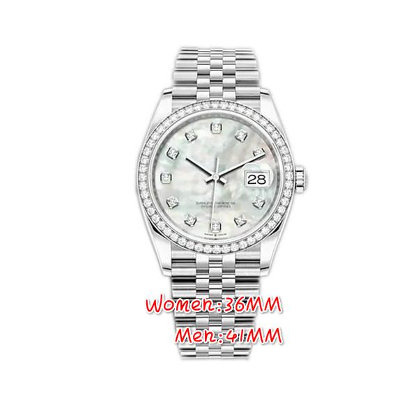 

2021 mens automatic mechanical watch diamond 36mm stainless steel wristwatches super luminous lady women watches gift, Slivery;brown
