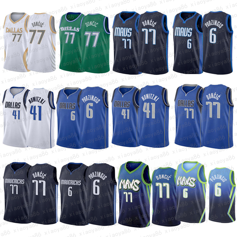 

2021 News Mens Basketball Jerseys 77DONCIC 41NOWITZKI 6PORLINGIS Basketballs Jersey, Black;red