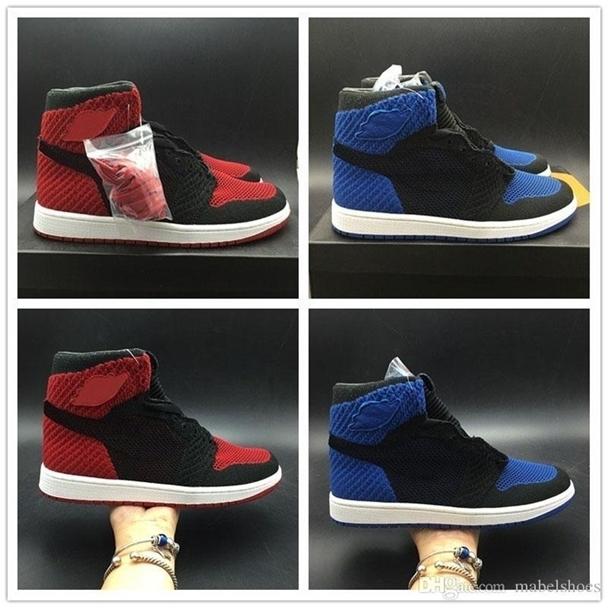 

Sports Shoes 1s Fly Knitting Bred Red Blue Black 2019 Mens Super Limited Edition Sports Sneakers With Box