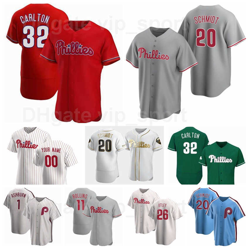 

32 Steve Carlton Jersey Baseball 11 Jimmy Rollins 1 Richie Ashburn 6 Ryan Howard 26 Chase Utley 20 Mike Schmidt Team Make Customized, Men cool base