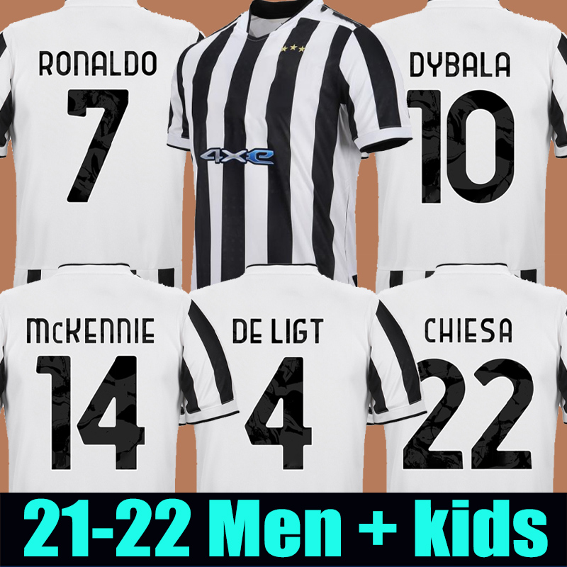 

21 22 Juventus home soccer jersey football Fans Player version HRFC shirts RONALDO DE LIGT KULUSEVSKI DYBALA 2021 2022 4th fourth JUVE Men + Kids kit, 20-21 third+patch