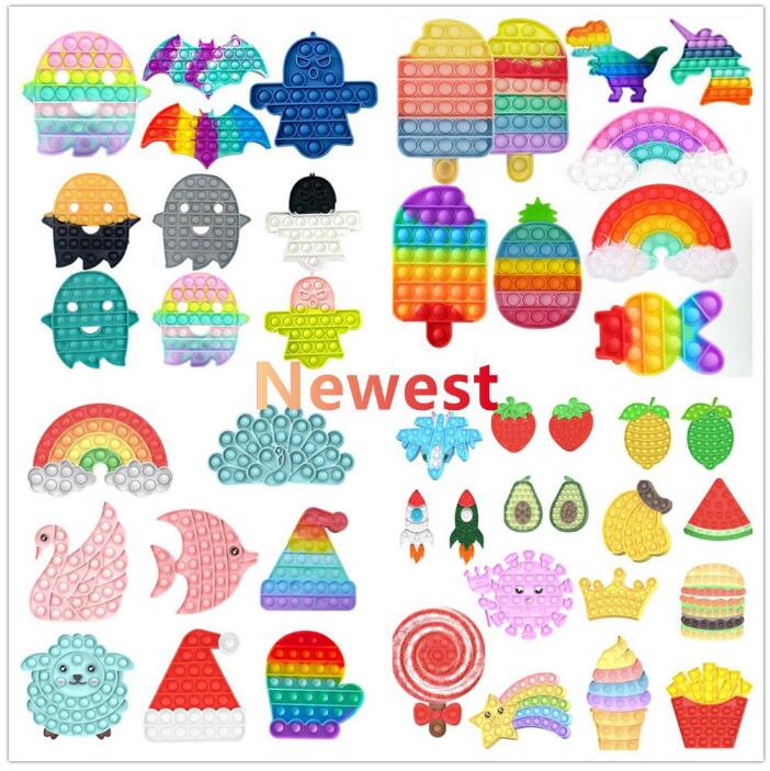 

US stock Rainbow Funny It Fidget Toy Antistress Toys For Adult Children Push Bubble Sensory Autism Special Needs Anxiety Stress HT10