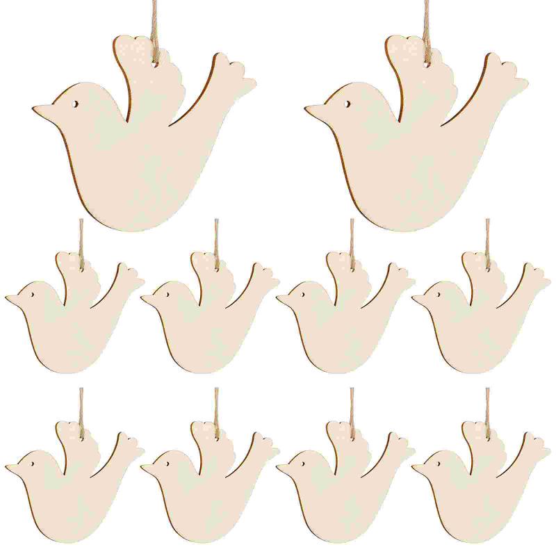 

Christmas Decorations VOSAREA 10PCS Wooden Bird Hanging Pendant Decoration DIY Craft Embellishment Tree Ornaments