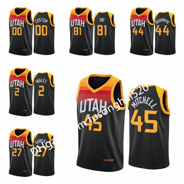 

2021 Utah Jazz Men Donovan Mitchell Joe Ingles Rudy Gobert Mike Conley 2020/21 Swingman City Basketball Jersey Black New Uniform Cus, Black;red