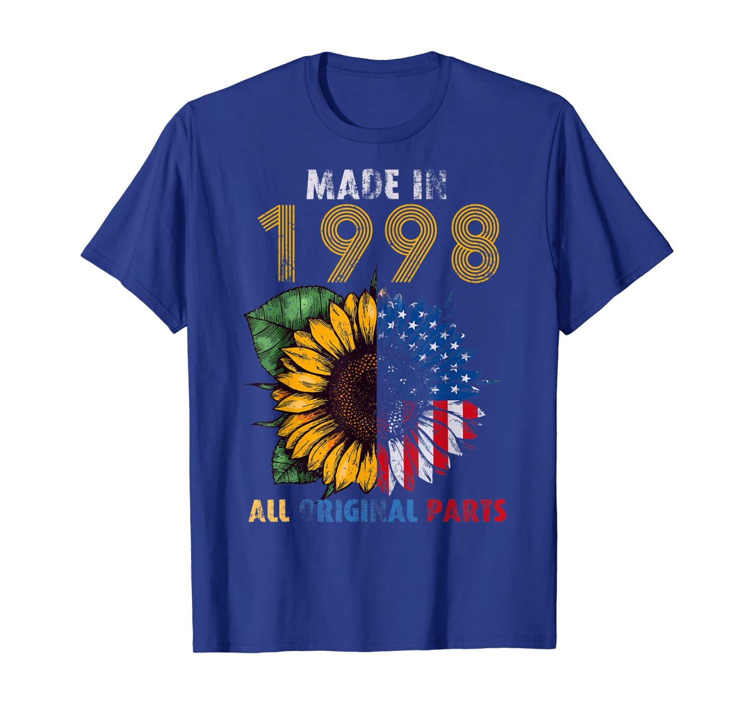 

21 years old gift made in 1998 all original parts t-shirt, White;black