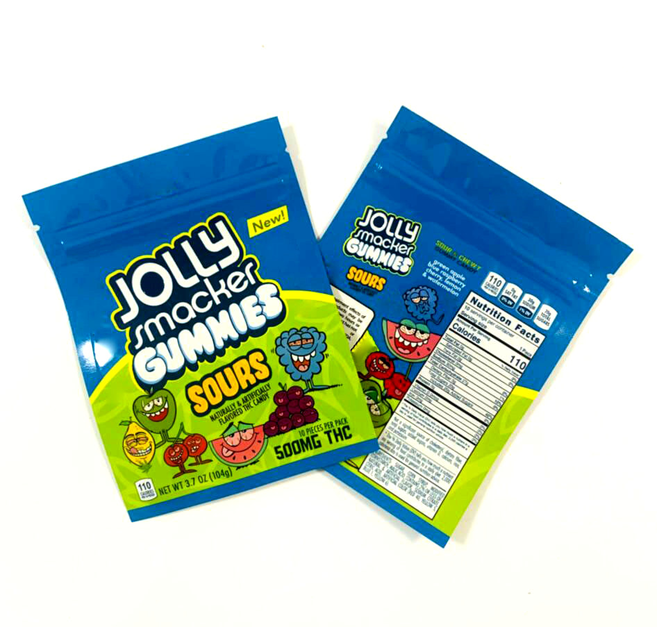 

2021Q Empty Edibles Packaging Bags Jolly Rancher Cannaburst Warheads Baribo Trolli Sour bites 600MG Gummies Candy Mylar Bag Chewy Cubes