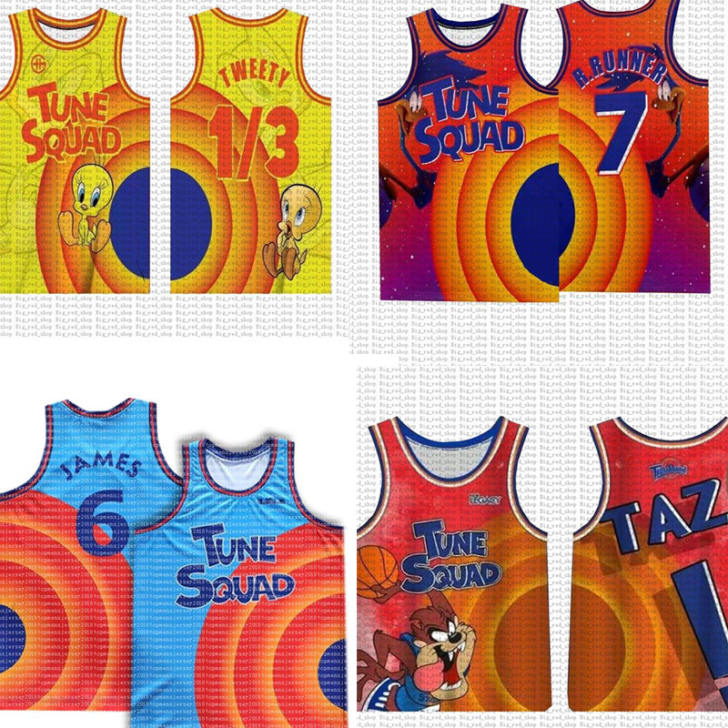 

ncaa Movie Space Jam Jersey Tune Squad 6 7 R.RUNNER 1 Bugs ! Taz LeBron 10 23 Lola 2 D.DUCK 22 Bill Murray 1/3 Tweety Jerseys top High quality, Men 1#