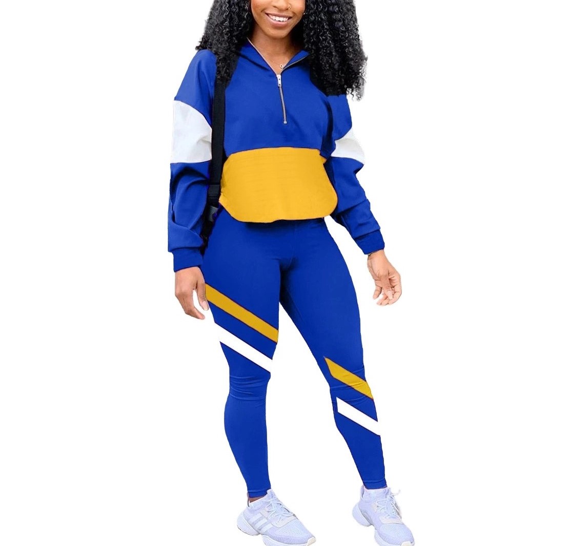 

Women's Two Piece Pants Cute Tracksuit Outfits Half Zip Elastic Sweatpants Set Casual Jogger Sweatsuits, White