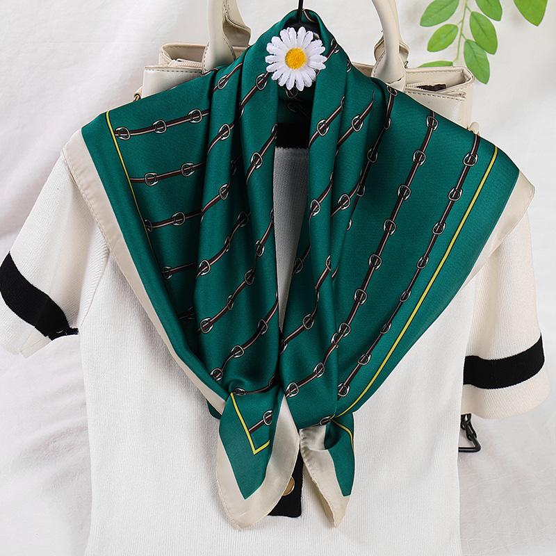 

Scarves 2022 Spring Women Scarf Quality Shawl Silk Fashion Headscarf Beach Sunscreen Bag 90cm*90cm, Blue;gray