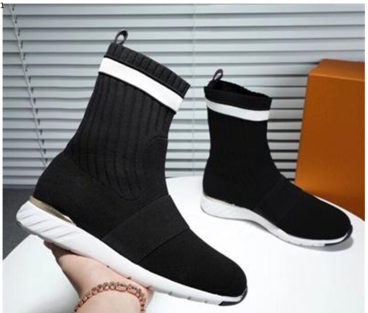 

Dio spring autumn Knitted elastic letter Thick sexy woman shoes heel fashion socks boots lady High heels Large size 35-41 mkj0002