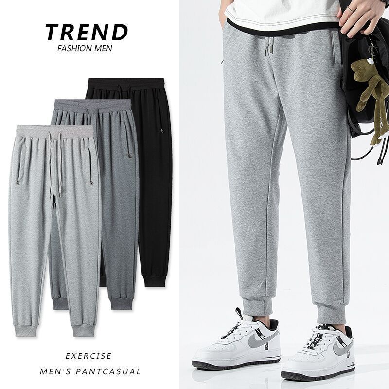 

legged sweat men's autumn cotton casual grey guard loose large knitted straight, Black