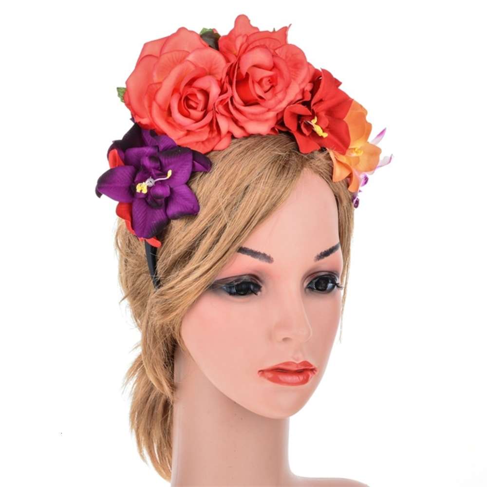 Creative new fashion holiday bride&#039;s head clasp Halloween party hairband female Rose Hair Ornament wreath-image-695858947