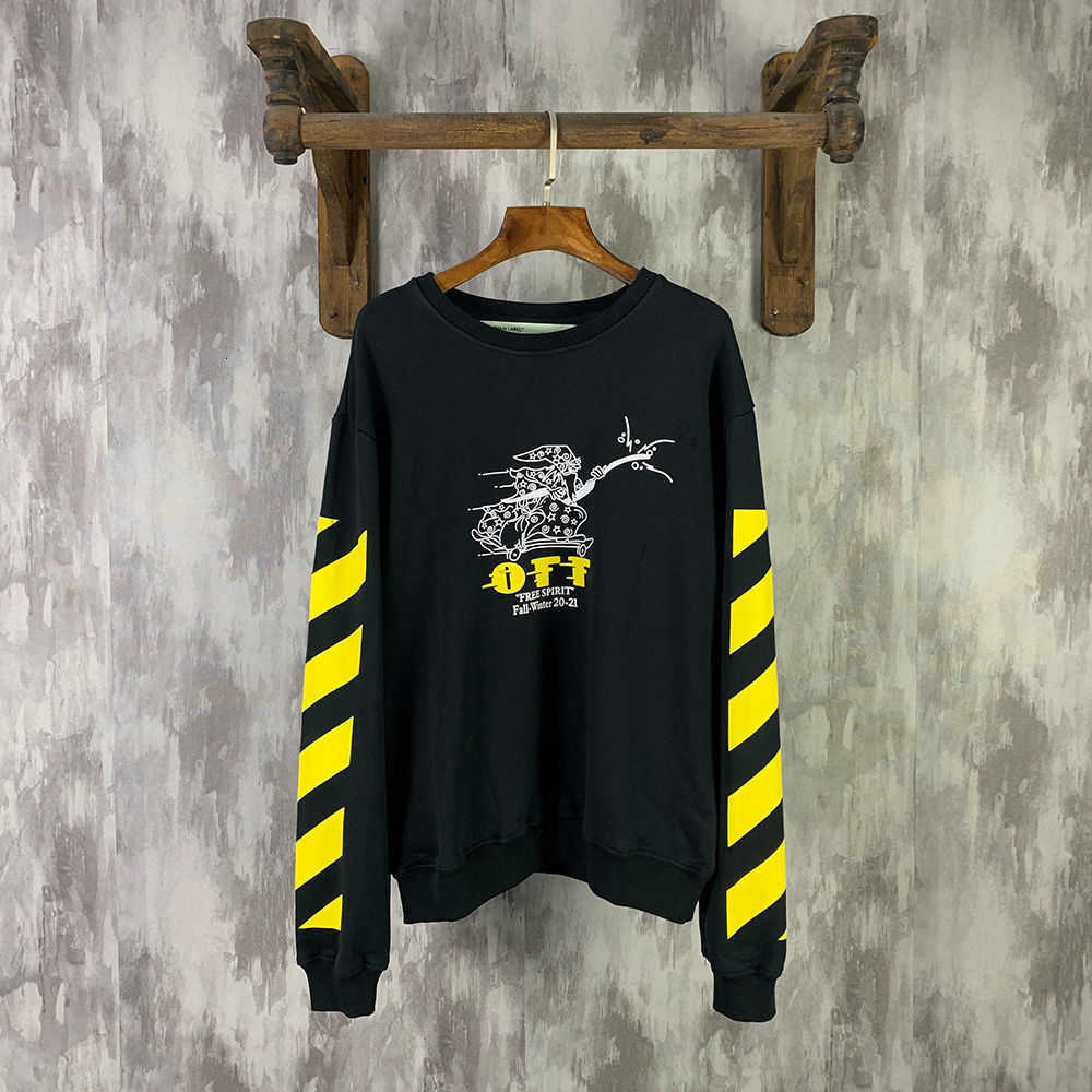 

Men's Hoodies Sweatshirts Autumn and winter off wizard white magician print ow trend and women's lovers Pullover round neck sweater, Black