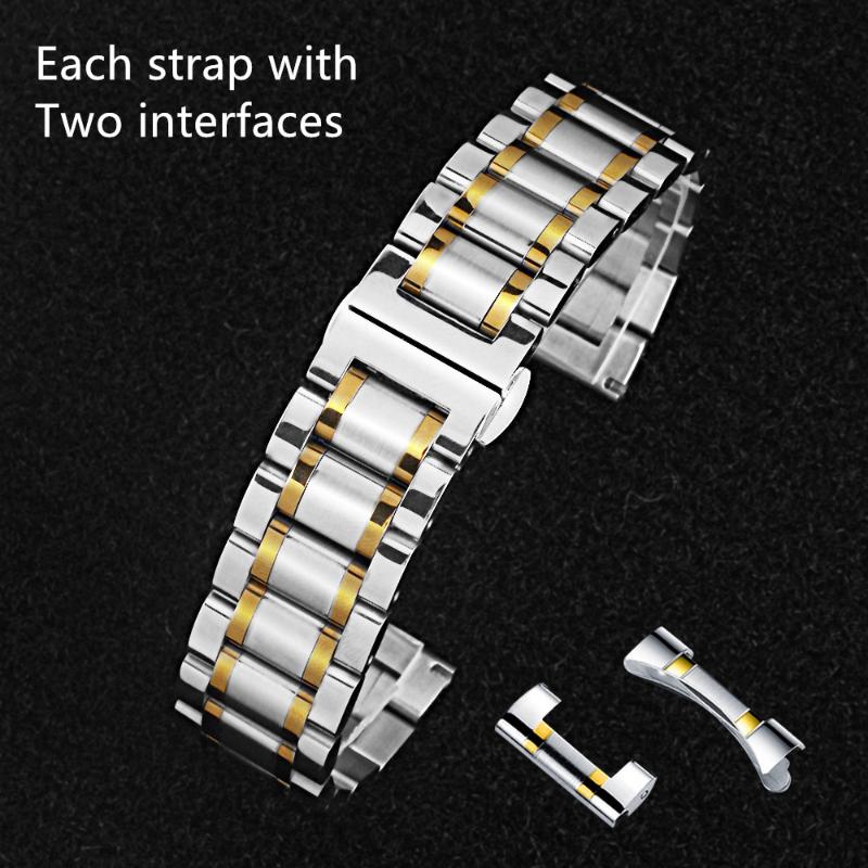 

Watch Bands 18mm 20mm 22mm 24mm Solid Stainless Steel Link Bracelet Wrist Band Men Watches Strap Replacement Curved Ends