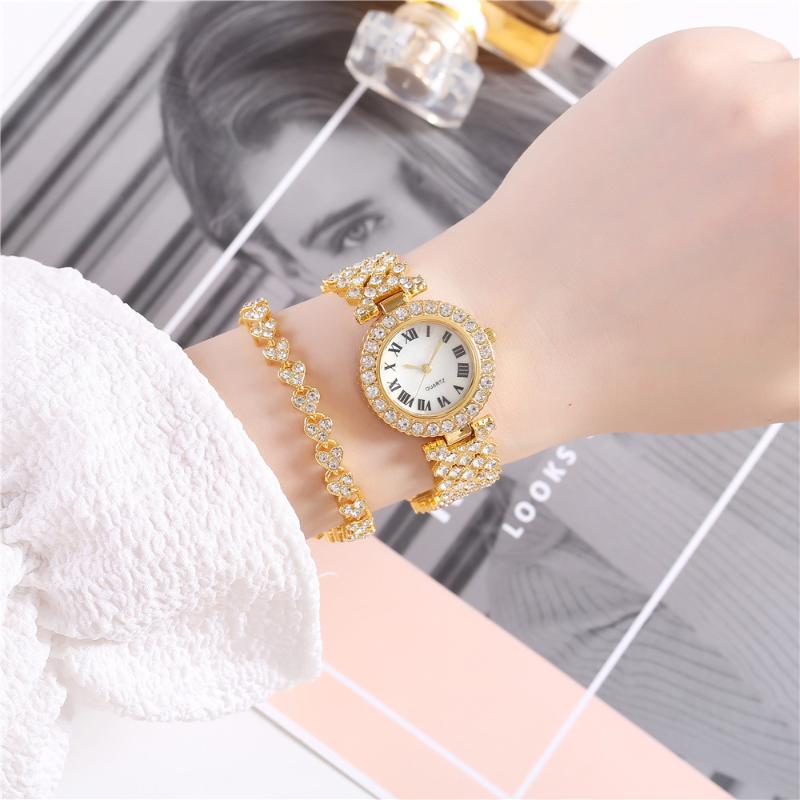 

Wristwatches Korean Version Of Simple Fashion Net Celebrity Ins Ladies Watch Roman Scale Diamond Temperament Bracelet, Gold