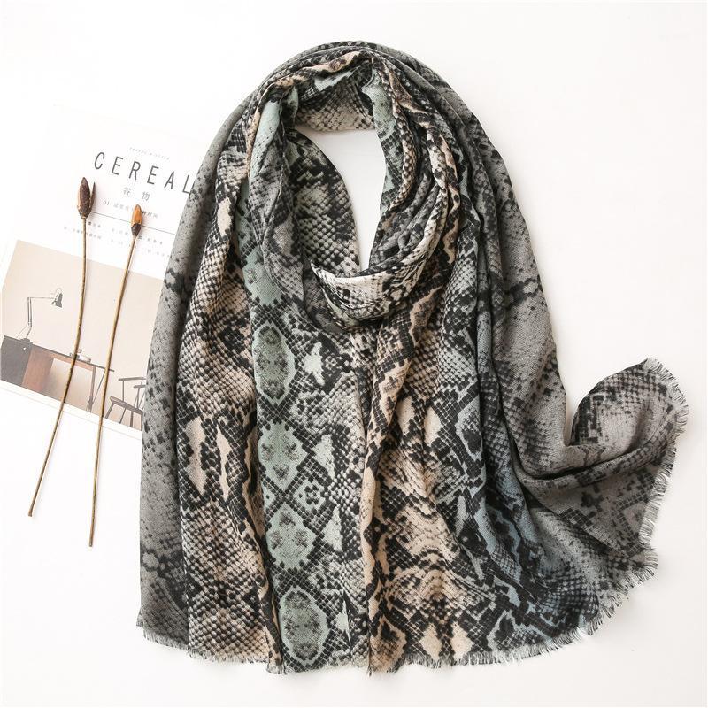 

Scarves Fashionable Lady Scarf Korean Female Autumn And Winter All-match Color Neon Leopard Grain Cotton Feel Long Warm Shawl Dual, Blue;gray