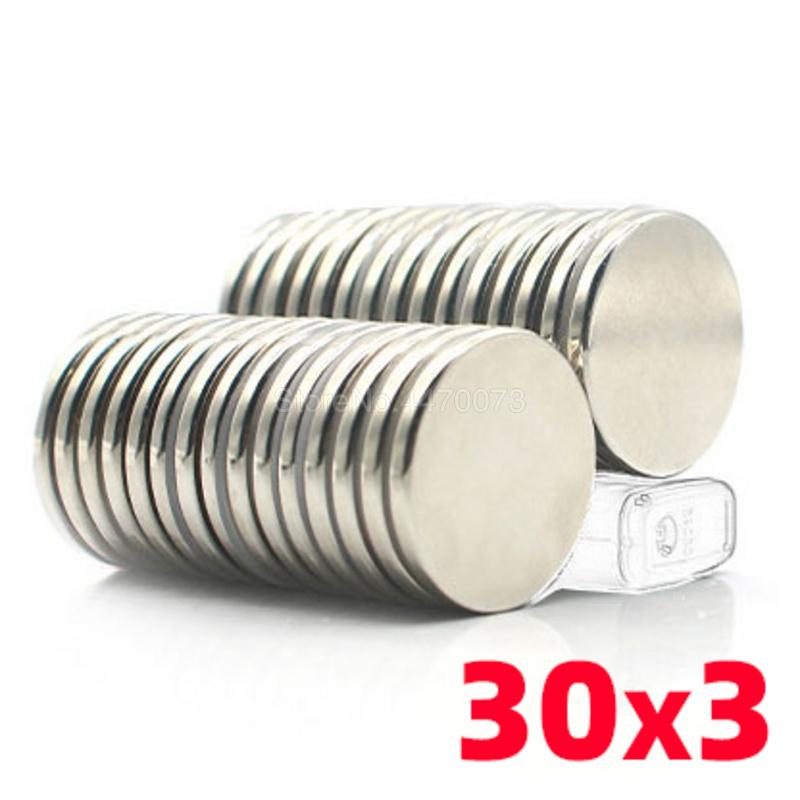 

Hooks & Rails 30X3 Round Ndfeb Neodymium Magnet N35 Super Powerful Small Imanes Permanent Magnetic Disc Strong Block Adhesive Tape Bar Mini