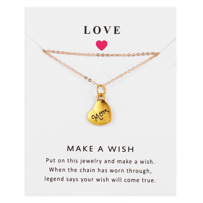 

Pendant Necklaces MOM DAD Mother's Day Father's Gift Family Chokers With Wish Card For Women Gifts 1pcs