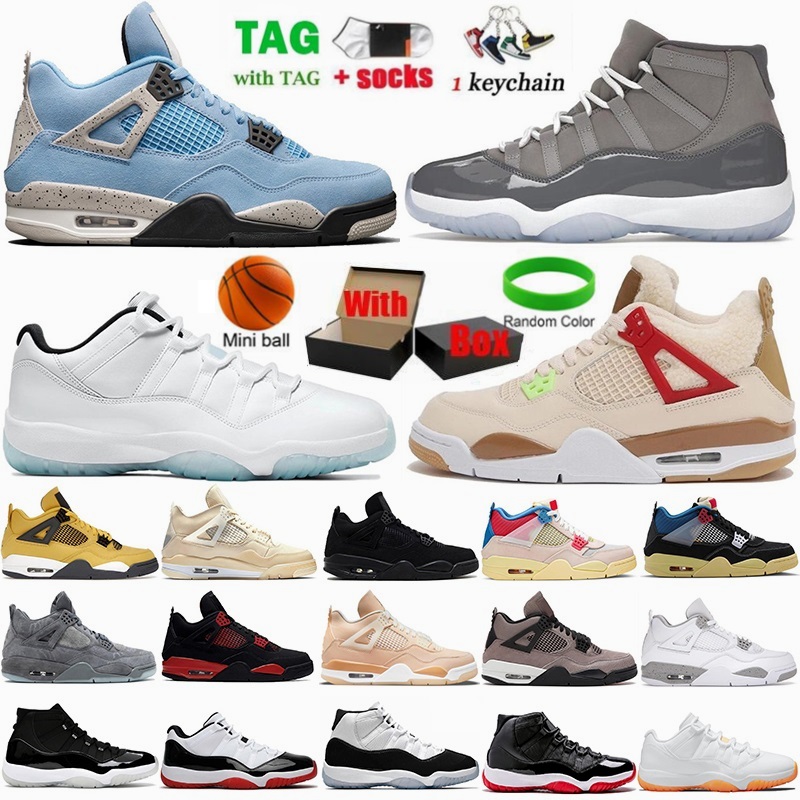 

4 Mens Basketball Shoes University Blue Military Canvas Black Chrome Cat White Oreo Low 72-10 High Cherry Sail Bred 4s Sneakers 11 11s Cool Grey Women Sports Trainers, 24