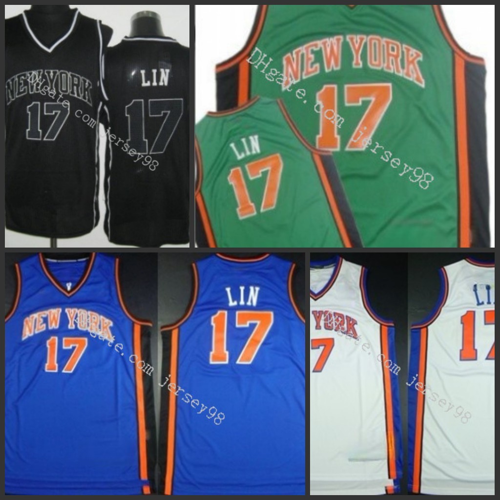 

New YorkKnicksmen #17JeremyLin retro BasketballJersey, Black