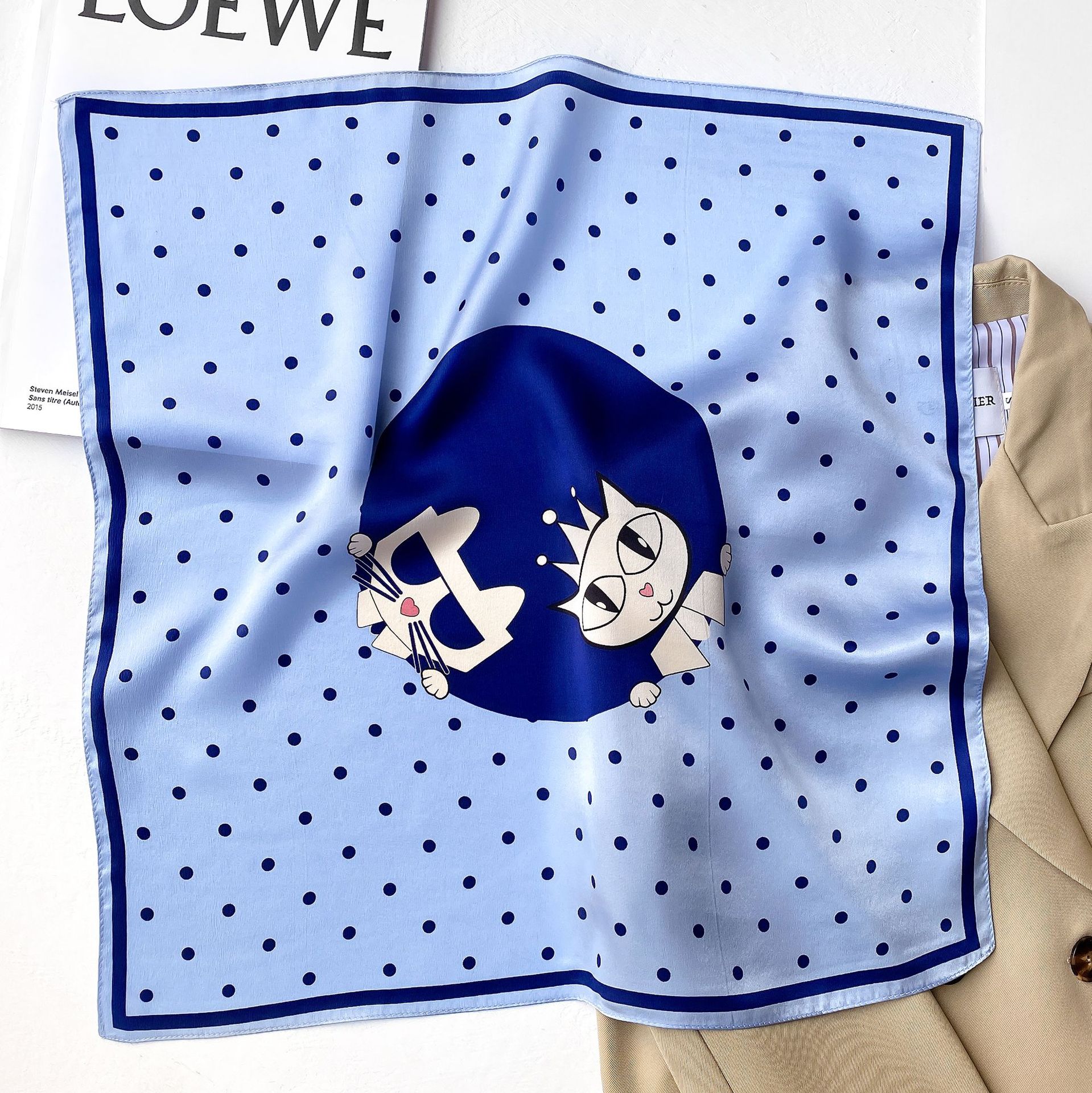 

Silk Scarf Trendy Animal Figure Mulberry Silk Scarf Square Scarf Summer Sunshade Printing Hair Band All-Match No. 5