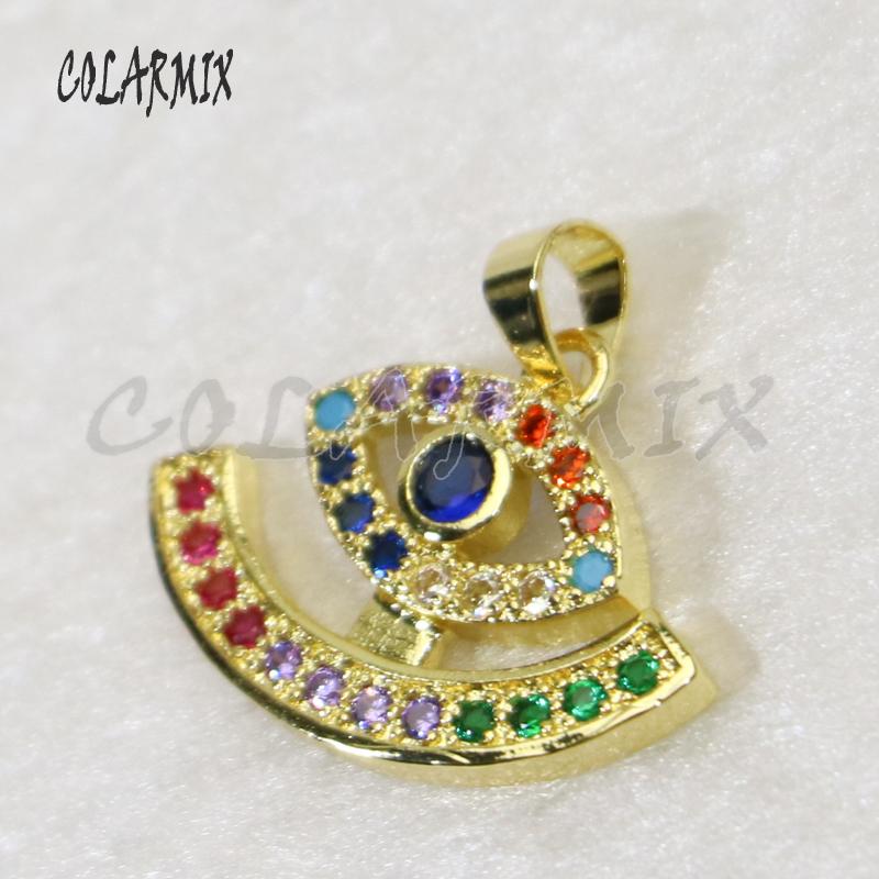 

Pendant Necklaces 10 Pieces Eye Charm Beads Crystal Pendants Necklace Tiny Accessories For Women Zircon Jewelry 5790, Silver