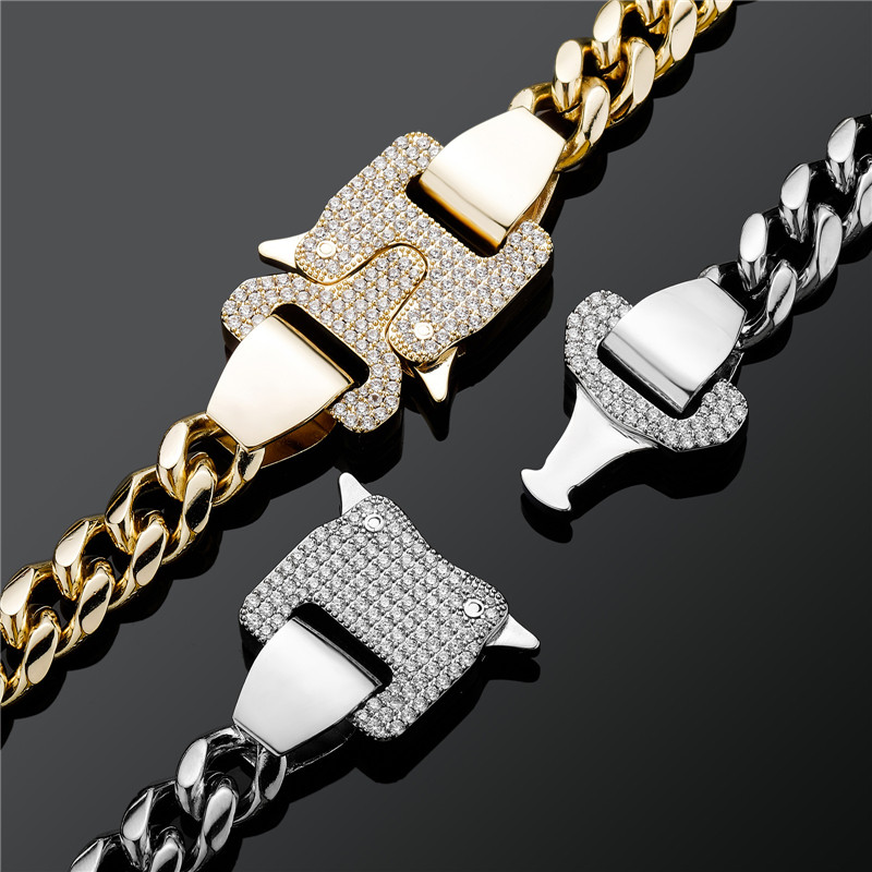 

12mm Miami Cuban Chain Necklace Iced Out Full of Zircon Hip Hop Bling Men's Gold Jewelry