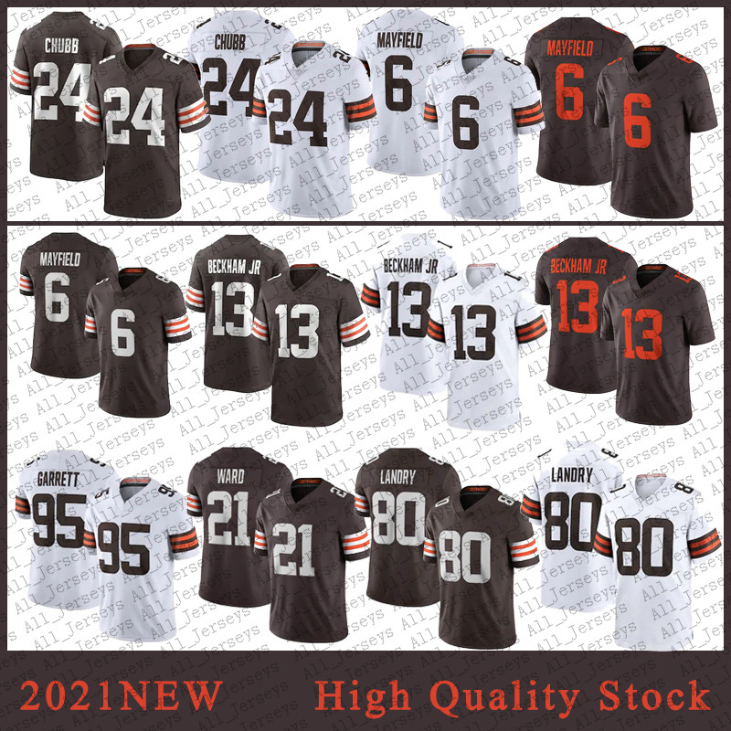 

95 Myles Garrett Mens Football Jersey 13 Odell Beckham Jr 6 Baker Mayfield 21 Denzel Ward 24 Nick Chubb 80 Jarvis Landry 27 Kareem Hunt High quality stitched, Shown