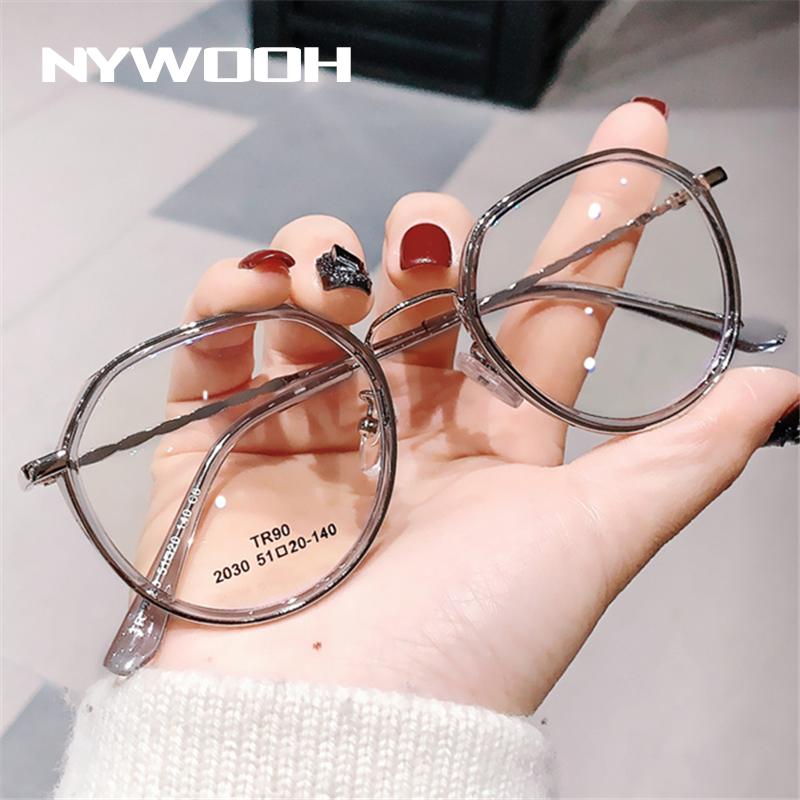 

Fashion Sunglasses Frames NYWOOH -0 1.0 1.5 2.0 2.5 3.0 To 6.0 Finished Myopia Glasses Women Metal Polygon Transparent Eyeglasses Men Nearsi