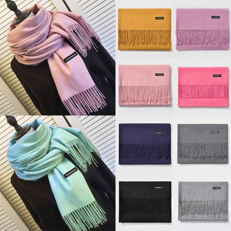 

Scarves Pashmina Shawl Pure Color Elegant Wool Virgin Unisex Scarf Cashmere