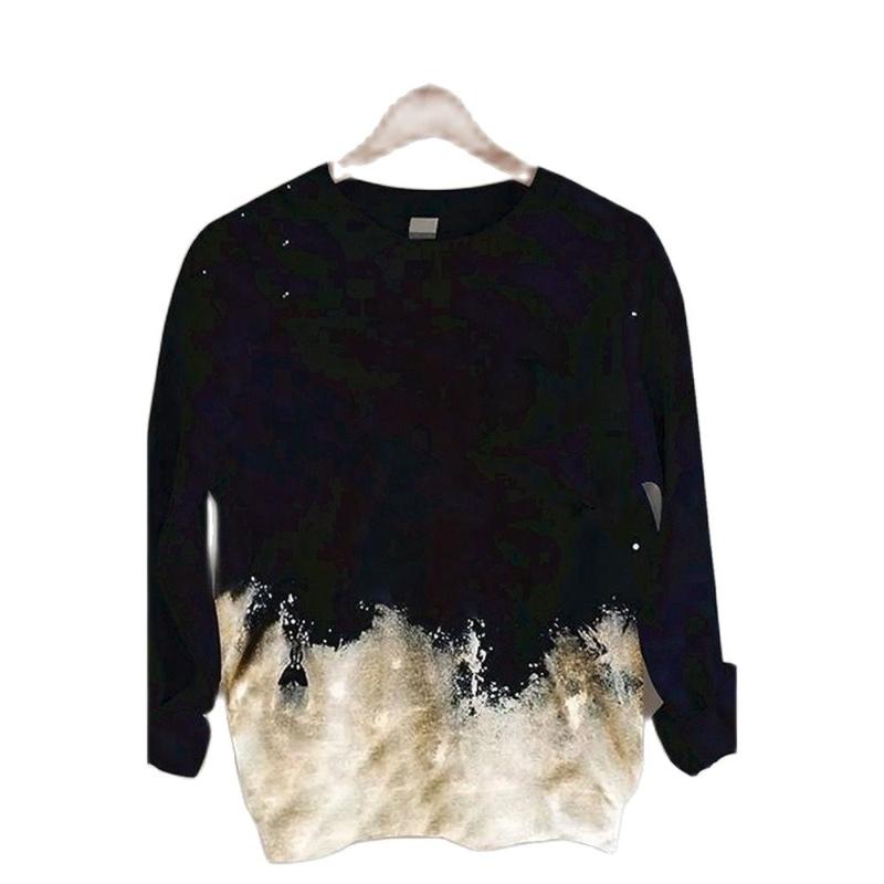 

Women's Hoodies & Sweatshirts Spring And Autumn Clothing Jacket Round Neck Printing Tie Dye Loose Long Sleeve Hoodie, Black