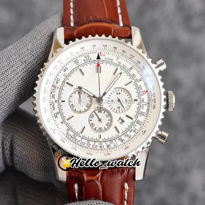 

43mm B1 AB0441211G1X1 AB0121211 Japan Quartz Chronograph Mens Watch White Dial Steel Case Stopwatch Brown Leather Strap Watches Hello_Watch A99B (3), A99b (4)