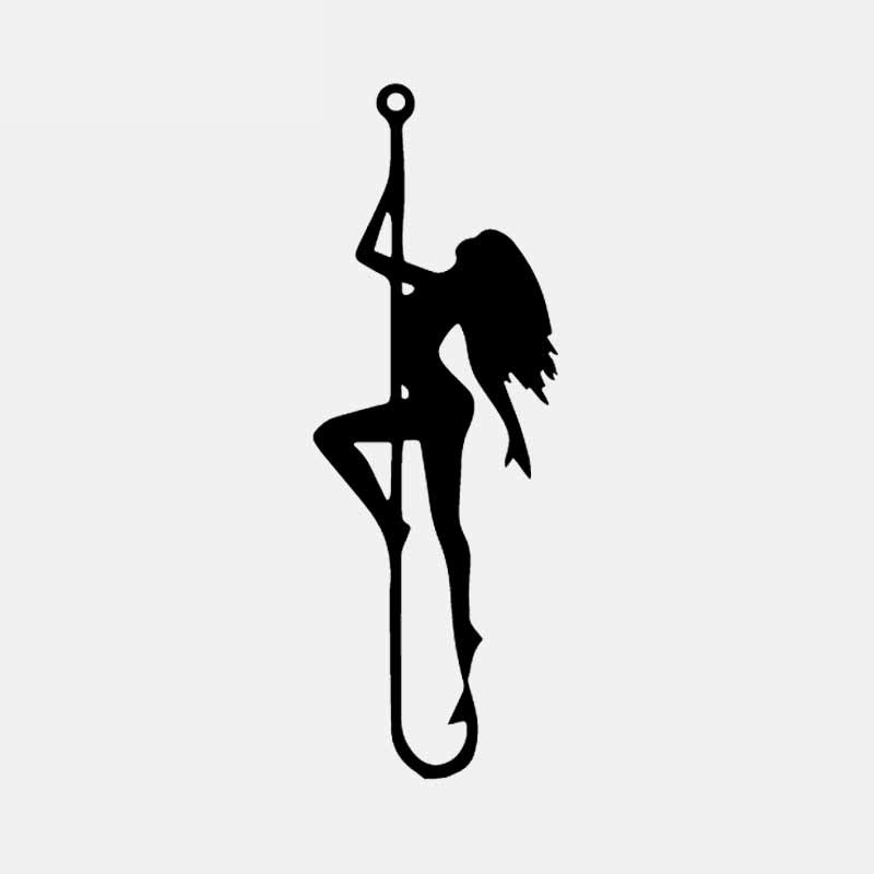Car Sticker Personality Fish Hook Wire Stripper Decal Outdoor Supplies Hunter Car Sticker Creative Black/white, 16cm*6cm-image-687026962